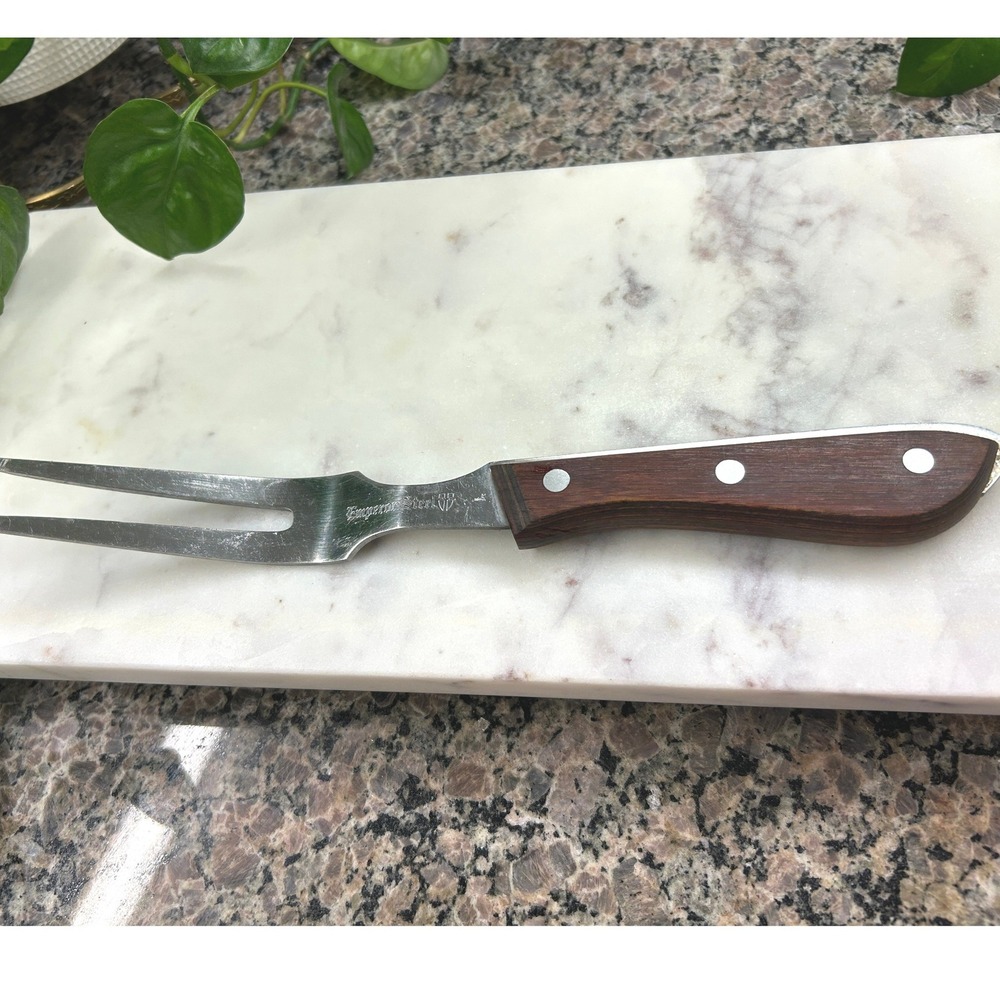 Emperor Steel Carving Fork Wood Handle Stainless Steel Japan Household Vintage